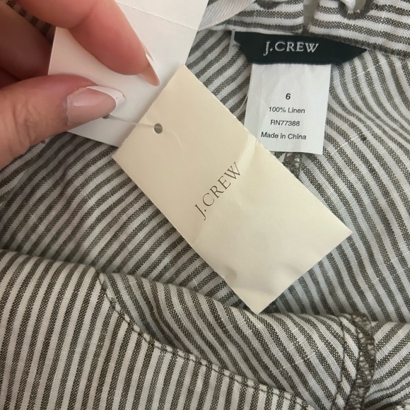 J. Crew Womens Midi Skirt size 6 Gray Striped 100% Linen button detail nautical - Picture 4 of 6